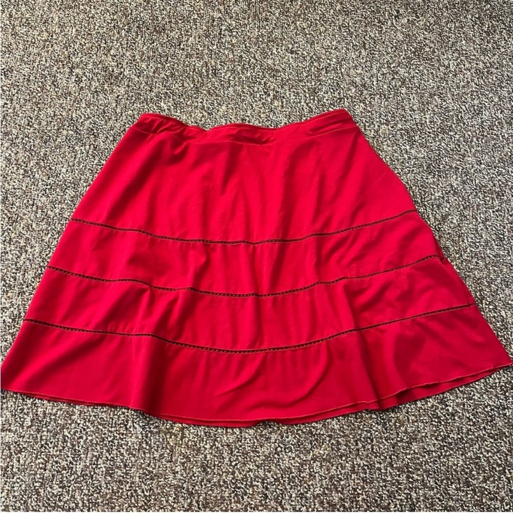 Red A-Line Tiered Skirt